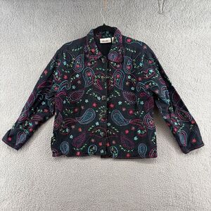 Vintage Units Embroidered Jacket XL Paisley Linen Blend Bohemian colorful